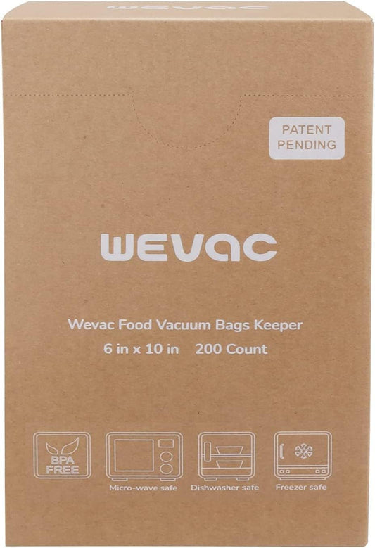 Wevac Vacuum Sealer Bags 6"x10", 200 Pint Bags, Fits Food Saver Sealers