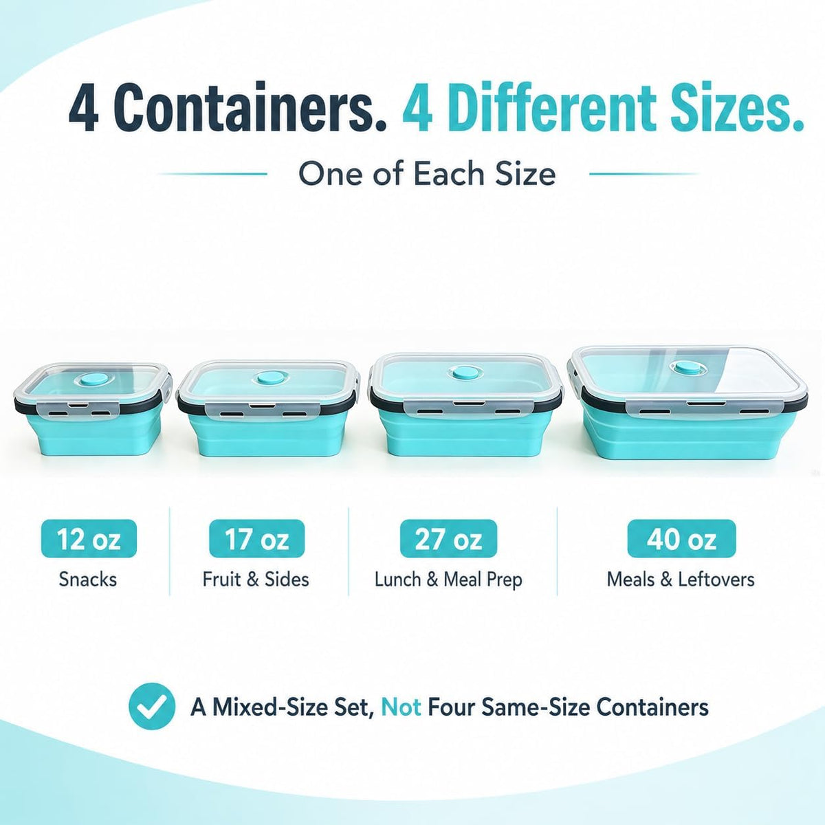 Guyuyii 4 Pack Space-Saving Collapsible Food Storage Containers with Lids