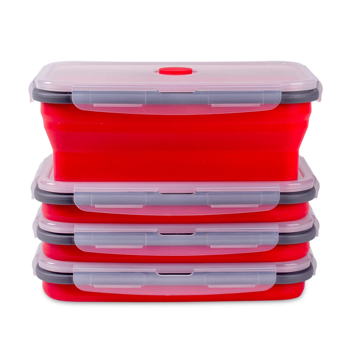Collapsible Food Storage Containers with Lid & Air Vent, 8 Pack, 4 Rectangular + 4 Round, Annaklin Foldable Silicone Lunch Containers Collapsible Bowls Set, Microwave Freezer Dishwasher Safe, 4 Colors