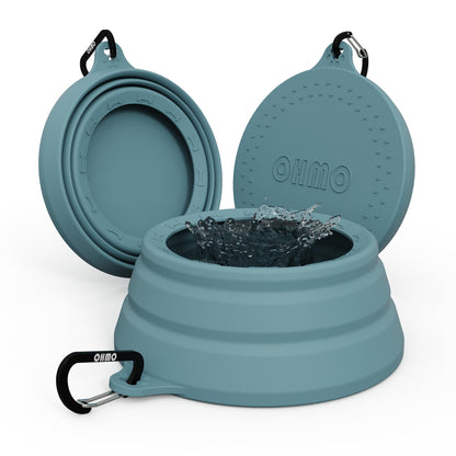 OHMO Spill Proof Collapsible Dog Bowl, 34oz Portable Dog Water Bowl