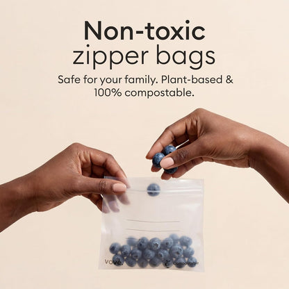 Vove Compostable Storage Zip Bags 140 Count Variety Pack, Plant-Based