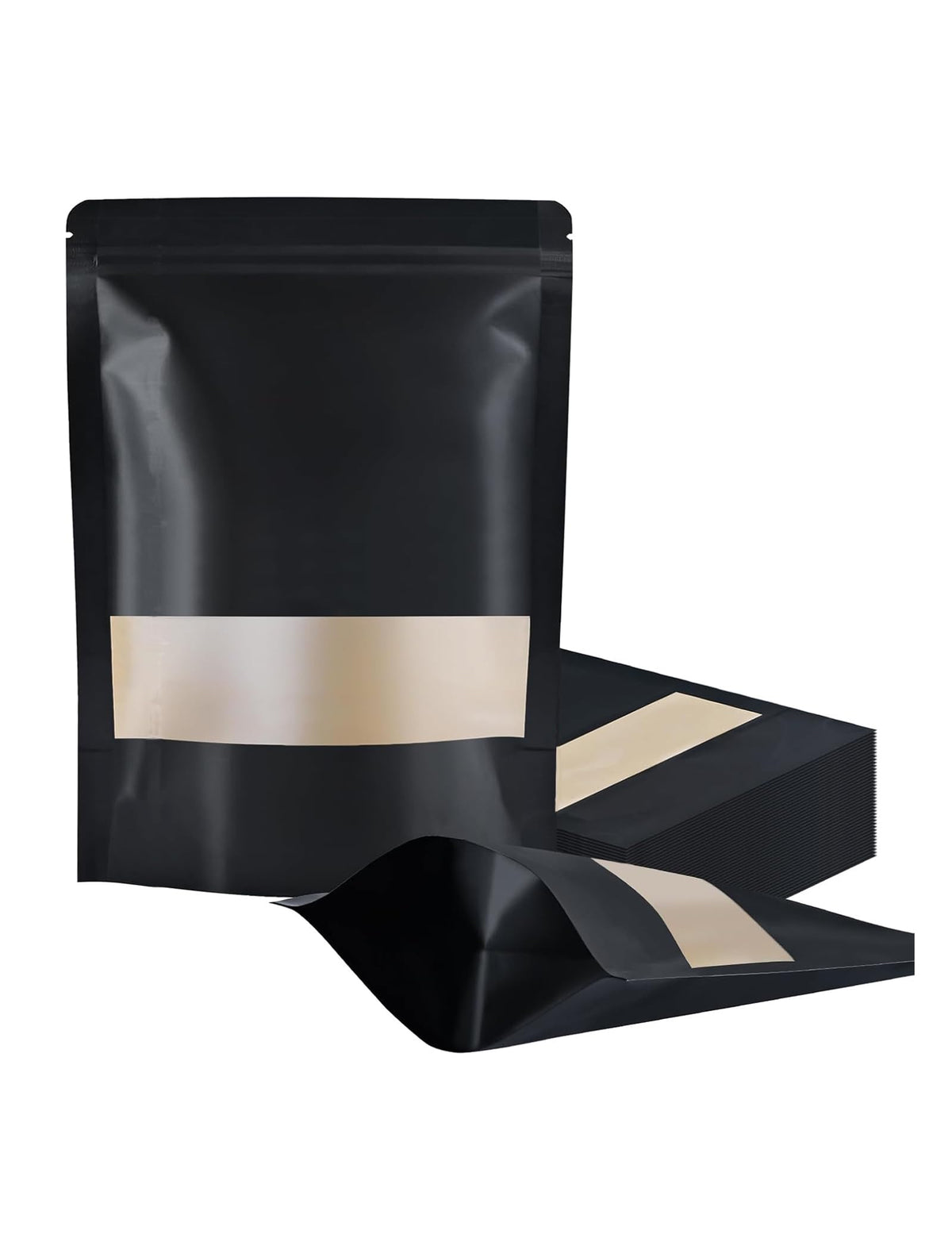 FireKylin 100 Pcs Resealable Bags, Matte Window, Paper, Brown,5.9 x 8.6 in