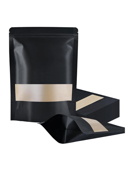 FireKylin 100 Pcs Resealable Bags, Matte Window, Paper, Brown,5.9 x 8.6 in