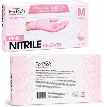 ForPro Disposable Nitrile Gloves, Chemical Resistant, Powder-Free, Latex-Free, Non-Sterile, Food Safe, 4 Mil