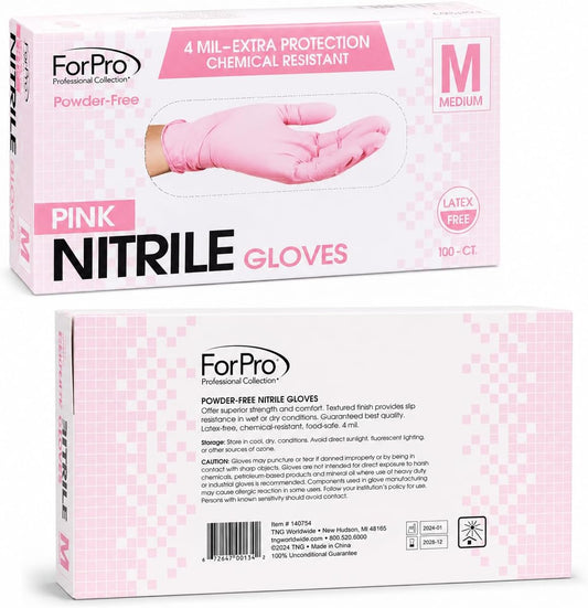 ForPro Disposable Nitrile Gloves, Chemical Resistant, Powder-Free, Latex-Free, Non-Sterile, Food Safe, 4 Mil