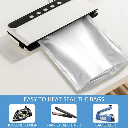 100pcs 1 QUART Mylar Bags - 10 Mil Total Thickness - 7"x10" Stand-Up Zipper Pouches, Resealable Heat Sealable Mylar Bags for Long Term Food Storage