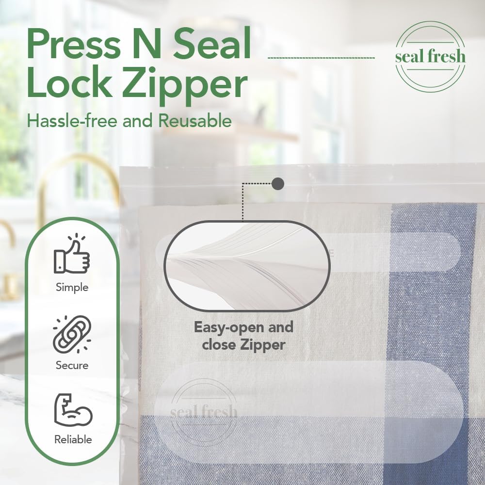 Seal Fresh 3 Gallon Large Plastic Storage Bags - 16 x 18 Inch (15 Count) - Reusable Write-On XXL Extra Large Big Oversized Clear Jumbo Zip Top Bags with Sealable Zipper for Clothes, Travel, Moving