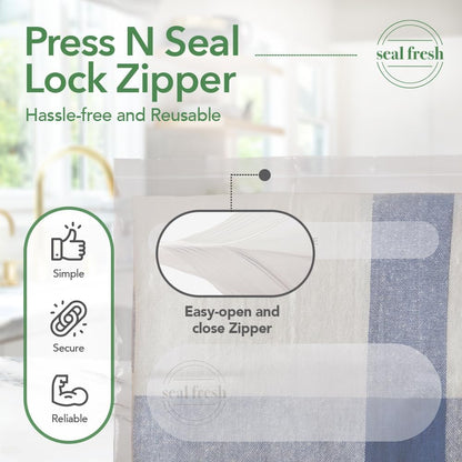 Seal Fresh 3 Gallon Large Plastic Storage Bags - 16 x 18 Inch (15 Count) - Reusable Write-On XXL Extra Large Big Oversized Clear Jumbo Zip Top Bags with Sealable Zipper for Clothes, Travel, Moving