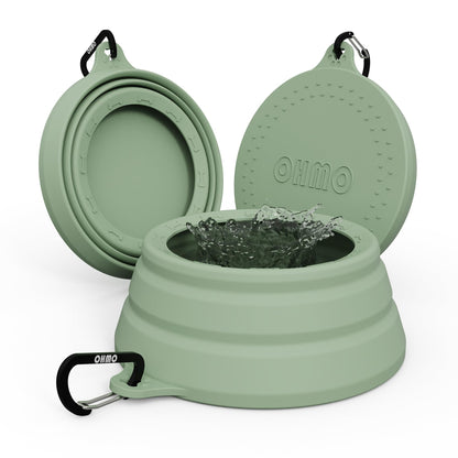 OHMO Spill Proof Collapsible Dog Bowl, 34oz Portable Dog Water Bowl