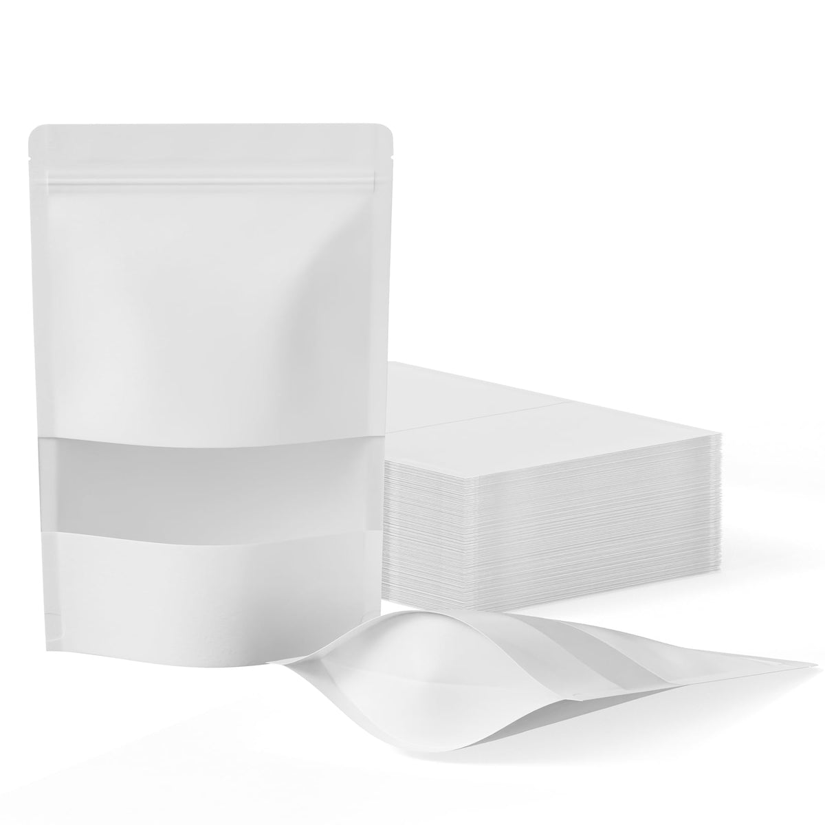 FireKylin 100 Pcs Resealable Bags, Matte Window, Paper, Brown,5.9 x 8.6 in
