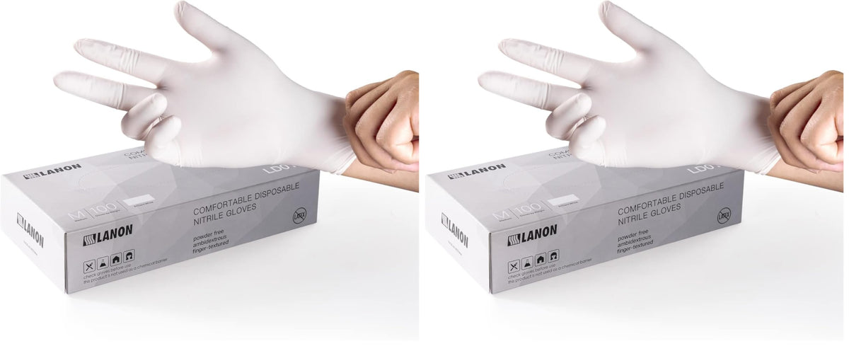 LANON Food Safe White Disposable Nitrile Gloves,Cooking Gloves,Small