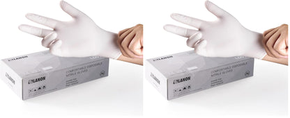 LANON Food Safe White Disposable Nitrile Gloves,Cooking Gloves,Small