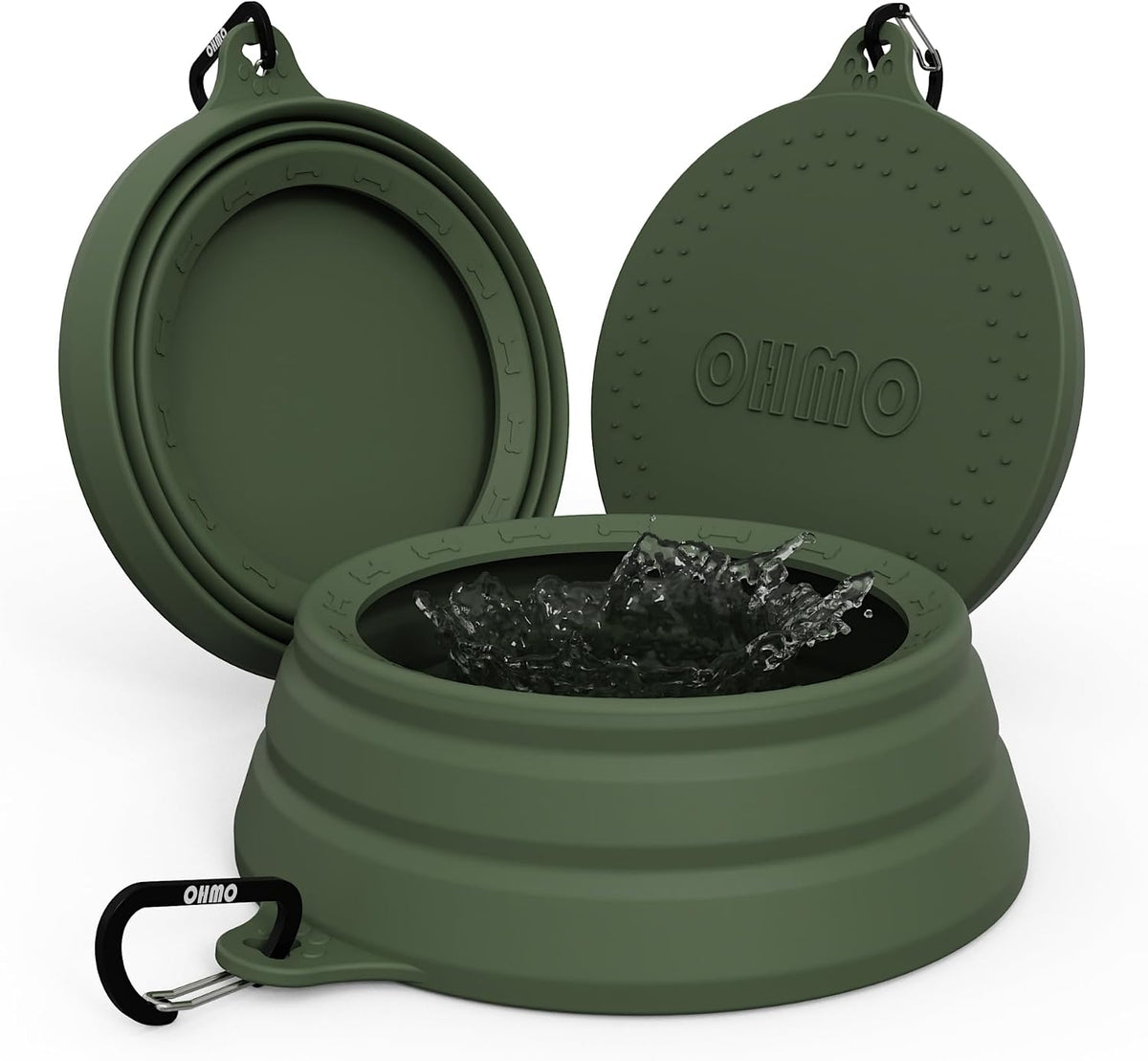 OHMO Spill Proof Collapsible Dog Bowl, 34oz Portable Dog Water Bowl