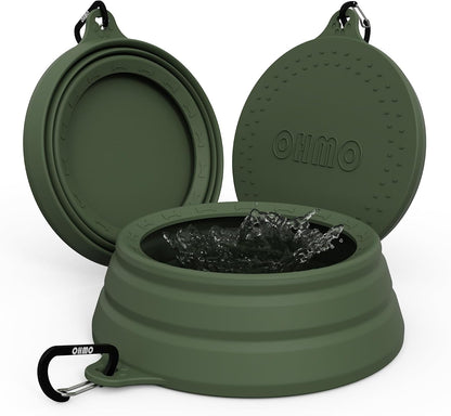 OHMO Spill Proof Collapsible Dog Bowl, 34oz Portable Dog Water Bowl