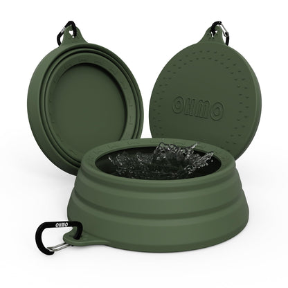 OHMO Spill Proof Collapsible Dog Bowl, 34oz Portable Dog Water Bowl