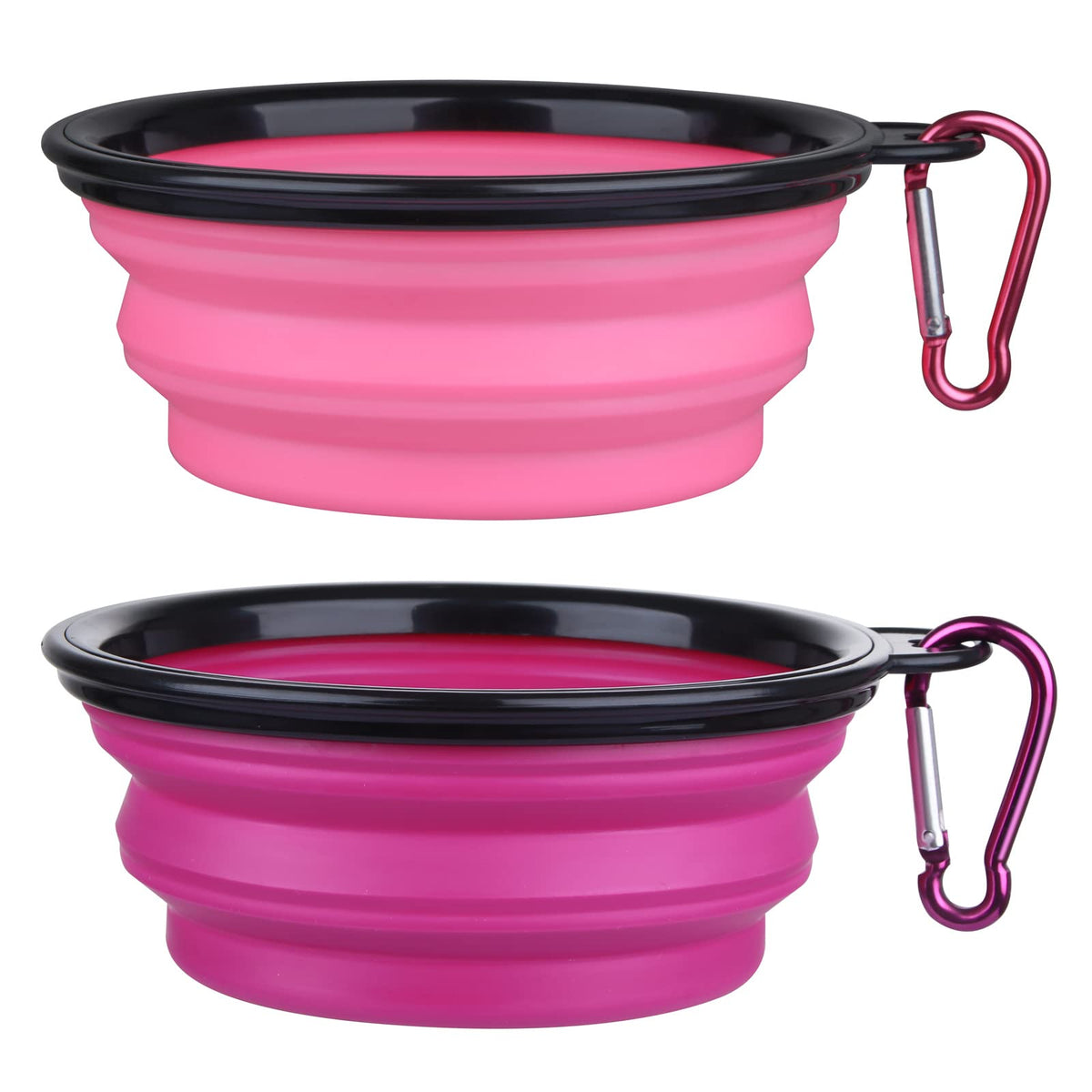 Large Dog Bowl Pet Collapsible Bowls, 2 Pack Collapsible Dog Water Bowls for Cats Dogs, Portable Pet Feeding Watering Dish for Walking Parking Traveling with 2 Carabiners (Large, Blue+Green)