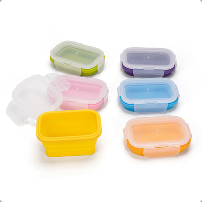 Collapsible Food Storage Containers with Lid & Air Vent, 8 Pack, 4 Rectangular + 4 Round, Annaklin Foldable Silicone Lunch Containers Collapsible Bowls Set, Microwave Freezer Dishwasher Safe, 4 Colors