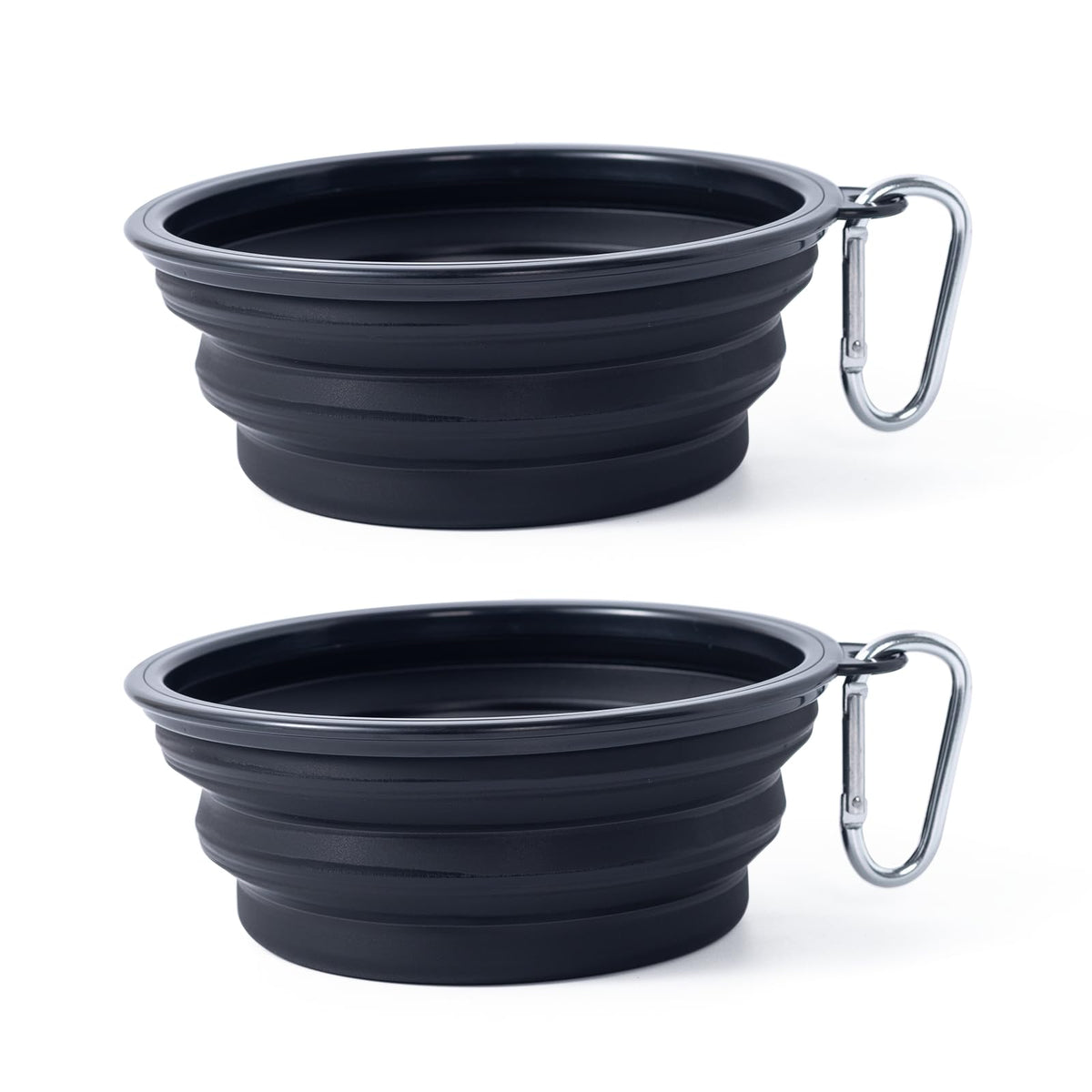 Large Dog Bowl Pet Collapsible Bowls, 2 Pack Collapsible Dog Water Bowls for Cats Dogs, Portable Pet Feeding Watering Dish for Walking Parking Traveling with 2 Carabiners (Large, Blue+Green)