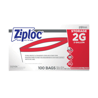 SC Johnson Professional Ziploc Storage Bags with New Grip 'n Seal Technology, For Food Organization and Storage, Double Zipper, Gallon, 250 Count