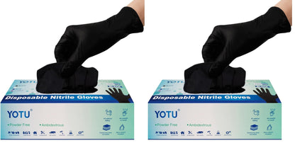 YOTU Black Disposable Nitrile Latex & Powder Free 6-Mil Gloves 100 Count, Textured, Mechanic Wearing, Cleaning, Food Black Large