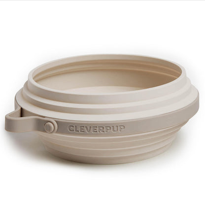 Cleverpup Nomad Large Collapsible Travel Dog Bowl - 4 Cup, Grey Silicone