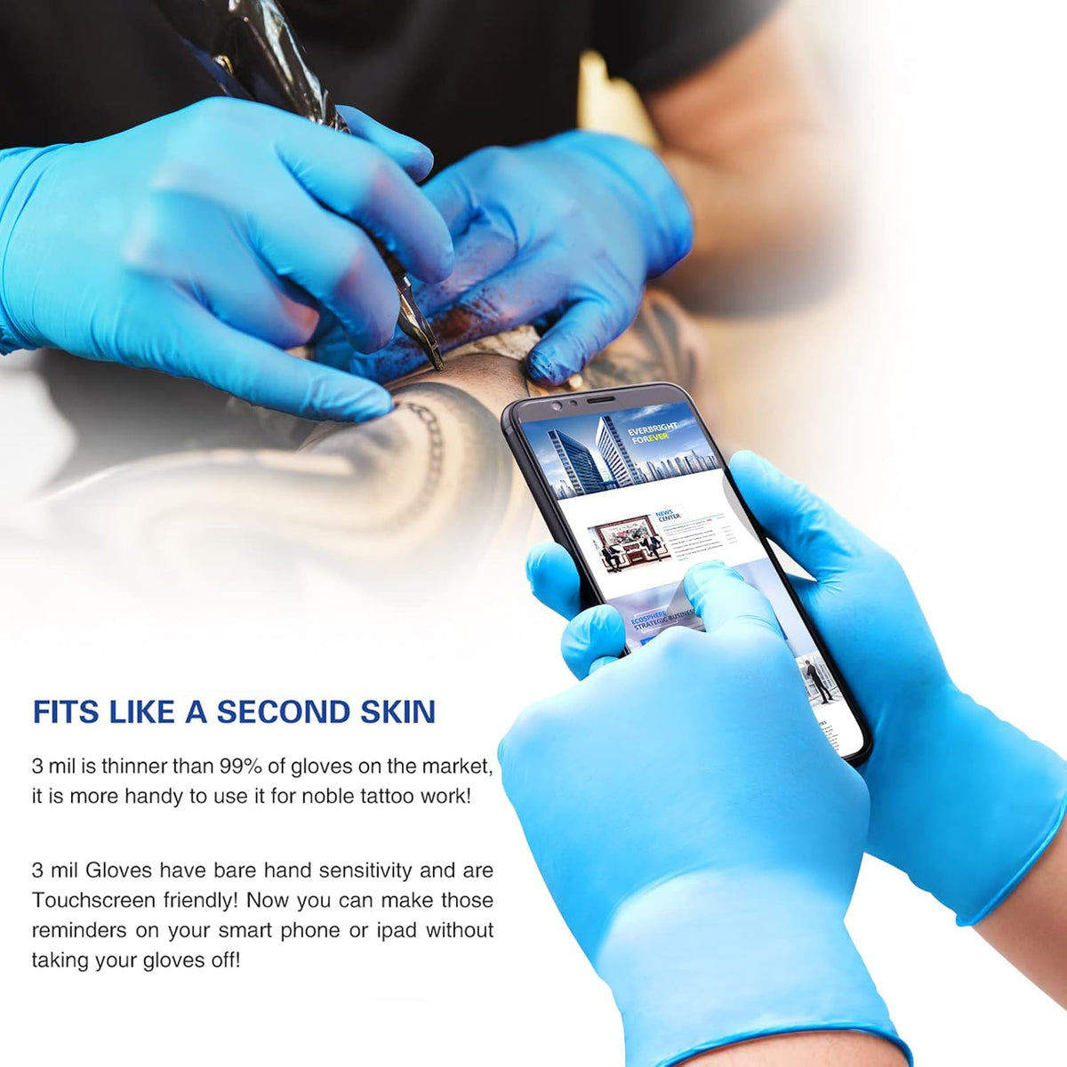 Wostar Nitrile Disposable Gloves Powder & Latex Free 4mil Touch Screen Disposable Non-Sterile Nitrile Exam Gloves