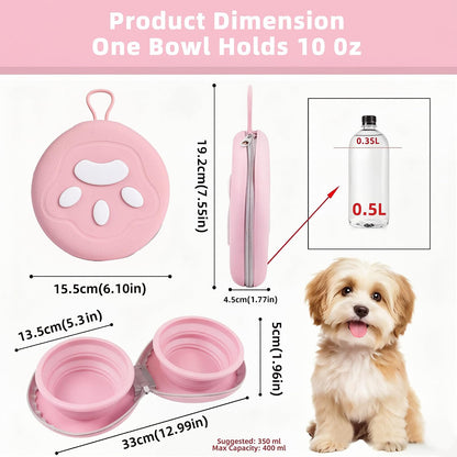 Zegcohjave 2-in-1 Collapsible Dog Bowls,Portable Dog Food and Water Bowl