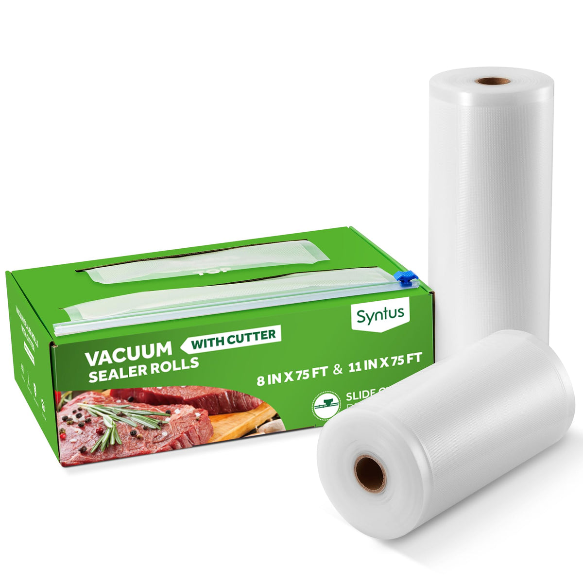 Syntus 11" x 150' Vacuum Sealer Bags Rolls Keeper with Cutter Dispenser