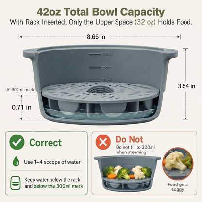 42oz Collapsible Silicone Microwave Steamer for Vegetables, Gray