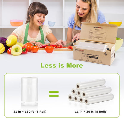 Bonsenkitchen 11"x150' Vacuum Sealer Bags with Cutter for Food Storage