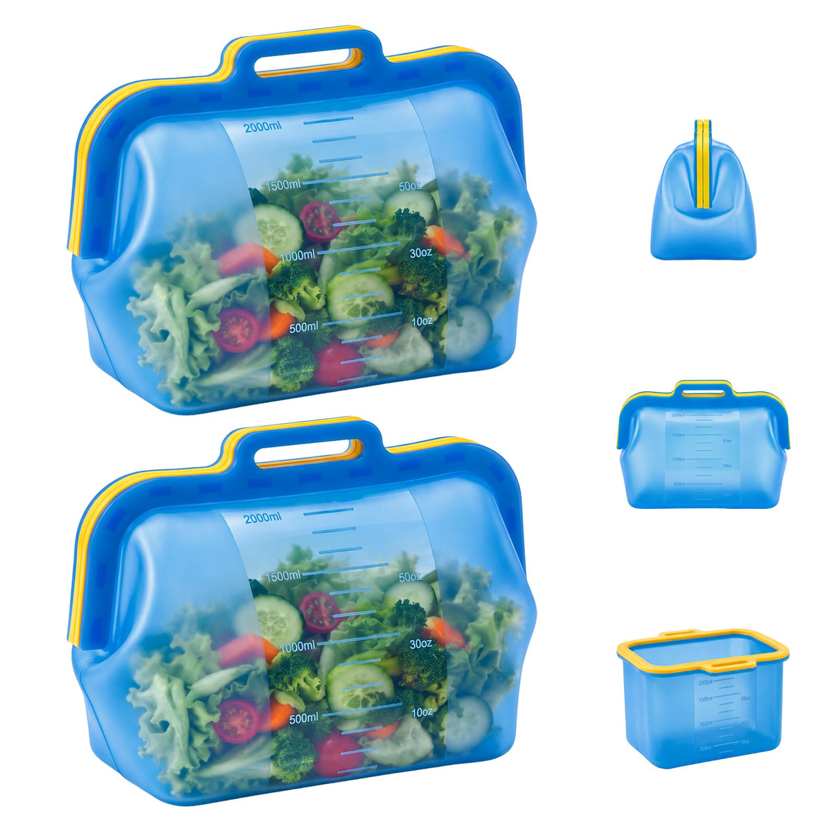 Magnetic Seal Reusable Silicone Food Storage Bag, 68 oz, NUZEAK