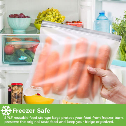 SPLF 6 Pack Reusable Gallon Freezer Bags Dishwasher Safe, Gray