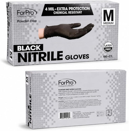 ForPro Disposable Nitrile Gloves, Chemical Resistant, Powder-Free, Latex-Free, Non-Sterile, Food Safe, 4 Mil