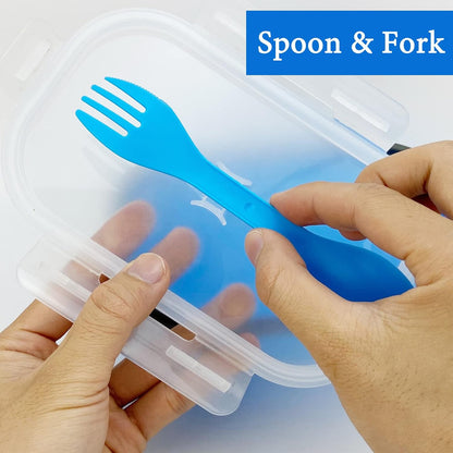 Collapsible Lunch Box Containers, Silicone Bento Box with Airtight Lid and 2 in1 Spoon & Fork, 1000ml Large Portion Reusable Silicone Food Storage Container, Microwave Dishwasher Safe