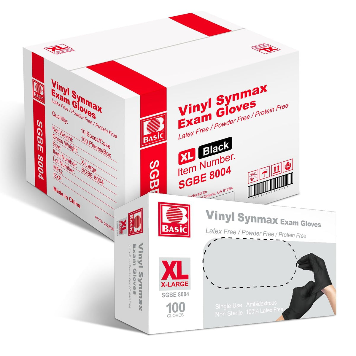 Jointown Vinyl Exam Gloves- 4 mil Safty Glove Latex-Free & Powder-Free, (Case of 1000, Black),S/M/L/XL