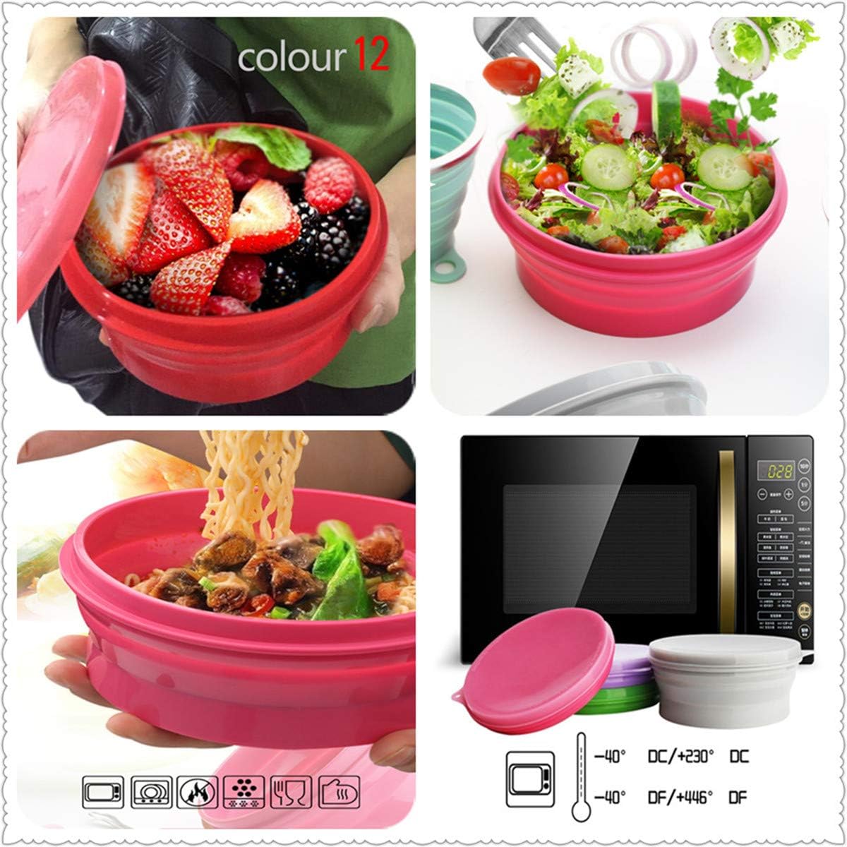 IYYI Collapsible Bowl for Camping, Silicone Collapsible Bowl with Lid