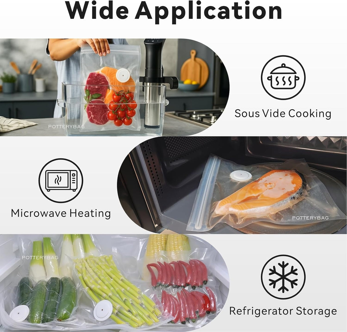 Vacuum Sealer Bags for Food 30 Pcs (8.5 * 8.5in), BPA-Free Sous Vide Bags Reusable for Microwave Heating, Cooking and Freezer Storage, Compatible with Most Handheld Sealers and Vacuum Sealer Machines