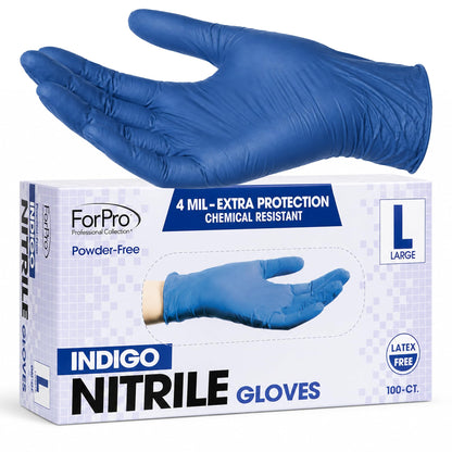 ForPro Disposable Nitrile Gloves, Chemical Resistant, Powder-Free, Latex-Free, Non-Sterile, Food Safe, 4 Mil