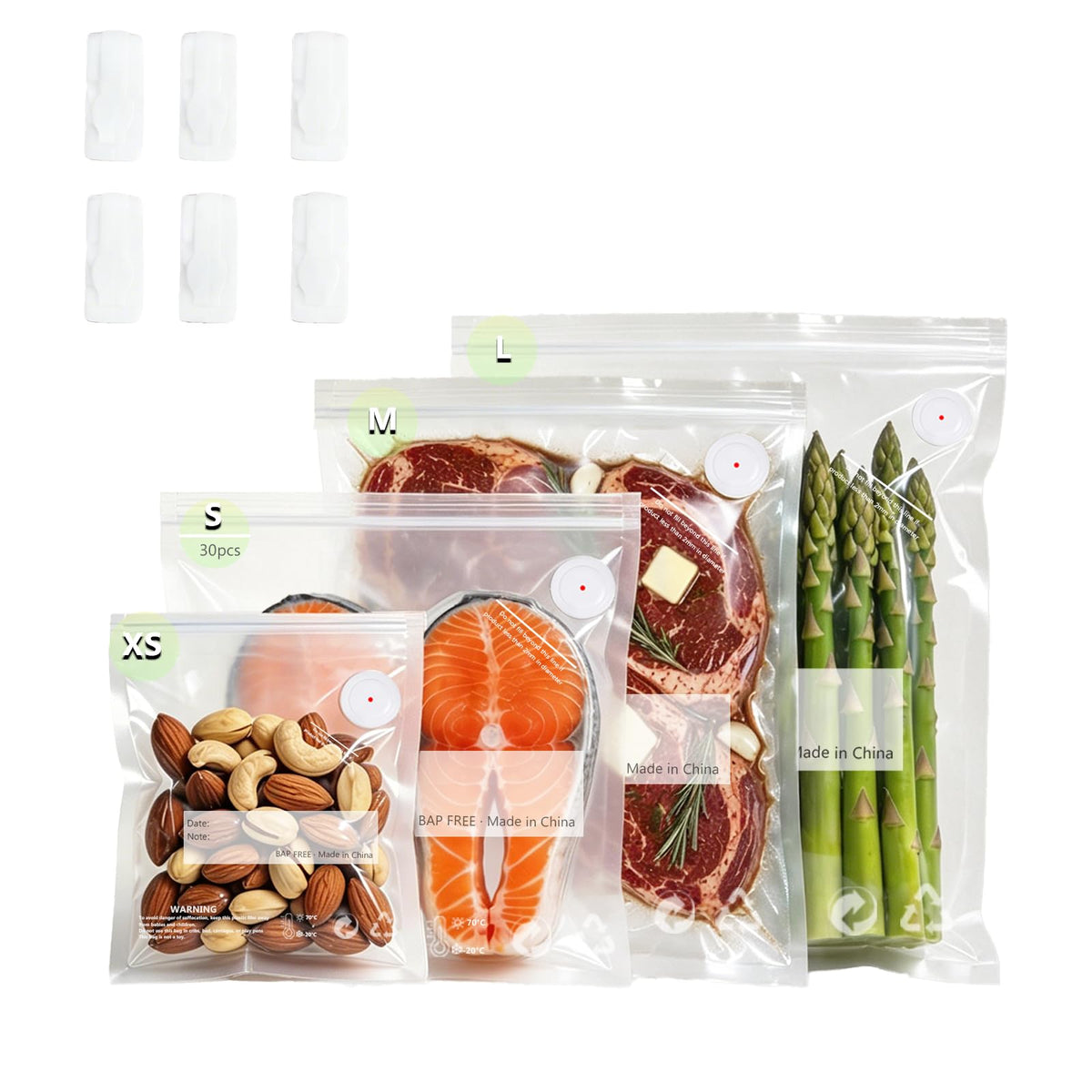 Compact Vacuum Sealer for Food Storage: Portable Handheld Food Sealer, 80kPa Suction, 1800mAh Battery, 30 Reusable Vacuum Bags, Preserve 5X Freshness with Easy Operation