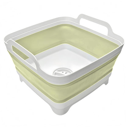 MontNorth Collapsible Wash Basin 9L, Foldable Dish Tub with Drain Plug, Portable Collapsible Dish Basin, Camping Sink for Washing Dishes, Laundry & Kitchen Use,Gray