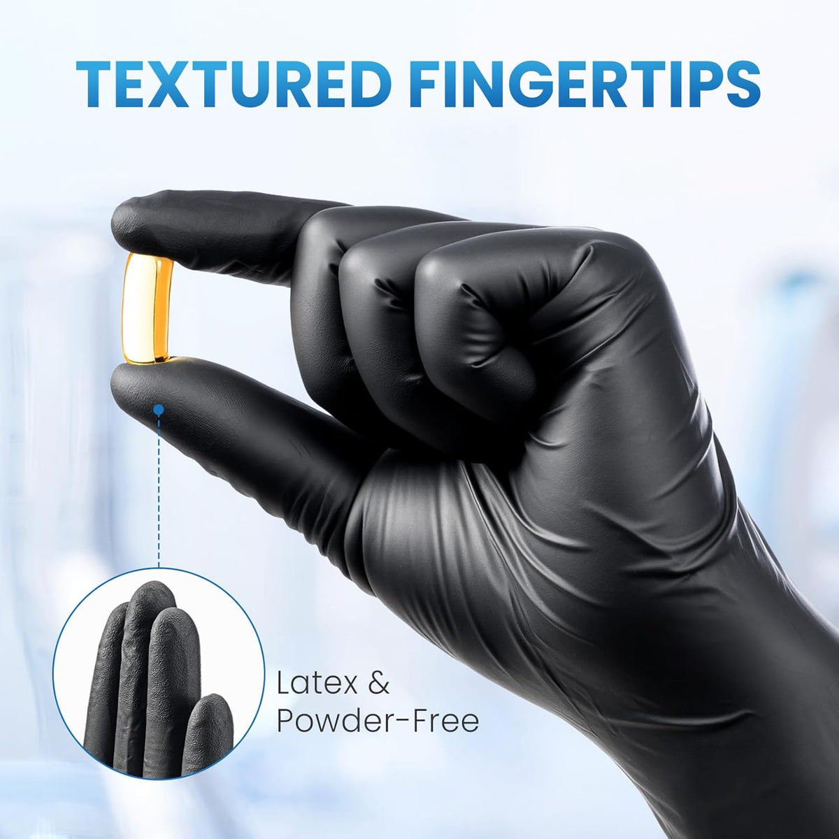 Borje Nitrile Gloves XL, 100 Count Disposable Gloves, Black, Latex-Free Powder-Free, Medical Exam, Food Safe, Cleaning, Cooking