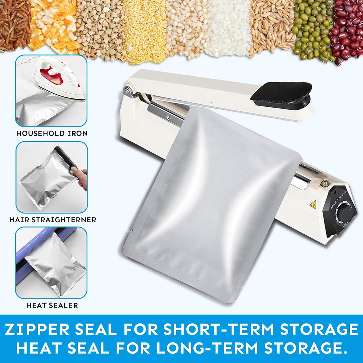 Mylar Bags 2Gallon 30PCS 17"X13" for Food Storage with Oxygen Absorbers&Labels,10Mil Thick Resealable Zipper&Heat Seal Stand Up Pouches for Packaging Long Term,Dried Food,BPA Free