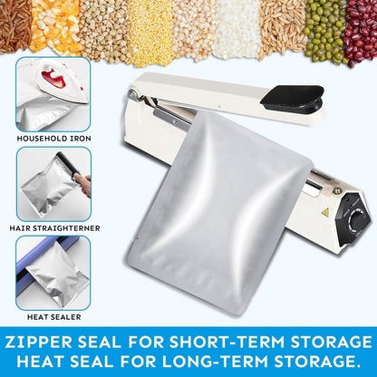 Mylar Bags 2Gallon 30PCS 17"X13" for Food Storage with Oxygen Absorbers&Labels,10Mil Thick Resealable Zipper&Heat Seal Stand Up Pouches for Packaging Long Term,Dried Food,BPA Free