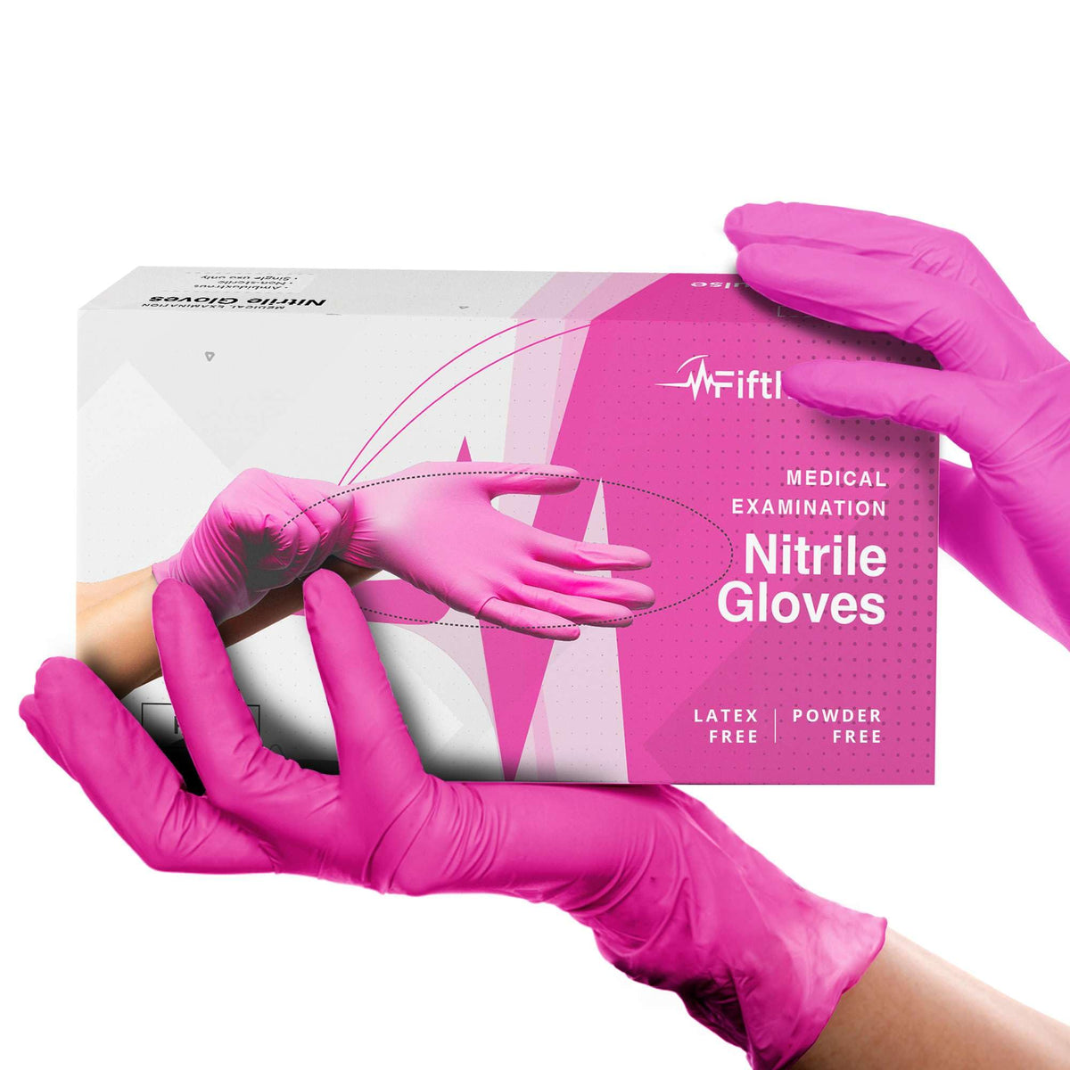 FifthPulse Fuchsia Hot Pink Nitrile Disposable Gloves -3 Mil Medical Exam Nitrile Gloves -Powder and Latex Free
