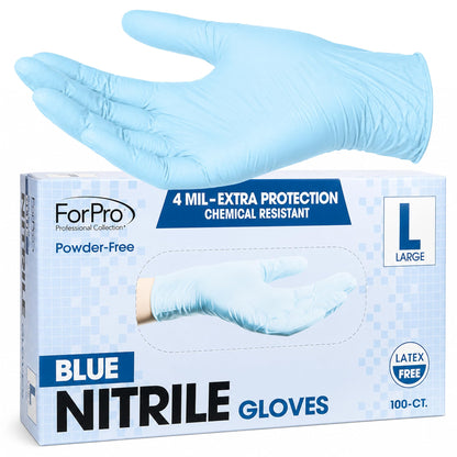 ForPro Disposable Nitrile Gloves, Chemical Resistant, Powder-Free, Latex-Free, Non-Sterile, Food Safe, 4 Mil