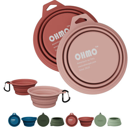 OHMO Large Collapsible Dog Bowls for Travel, 27oz, 2pcs, Camo&Sage Green