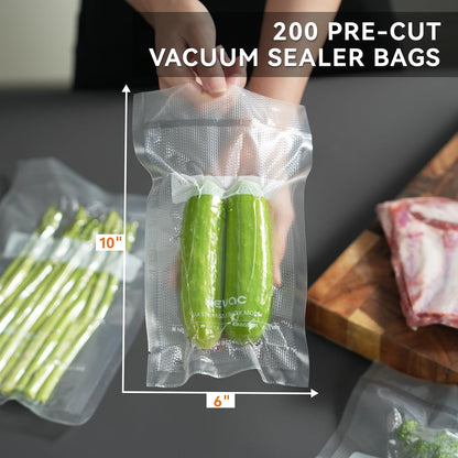 Wevac Vacuum Sealer Bags 6"x10", 200 Pint Bags, Fits Food Saver Sealers