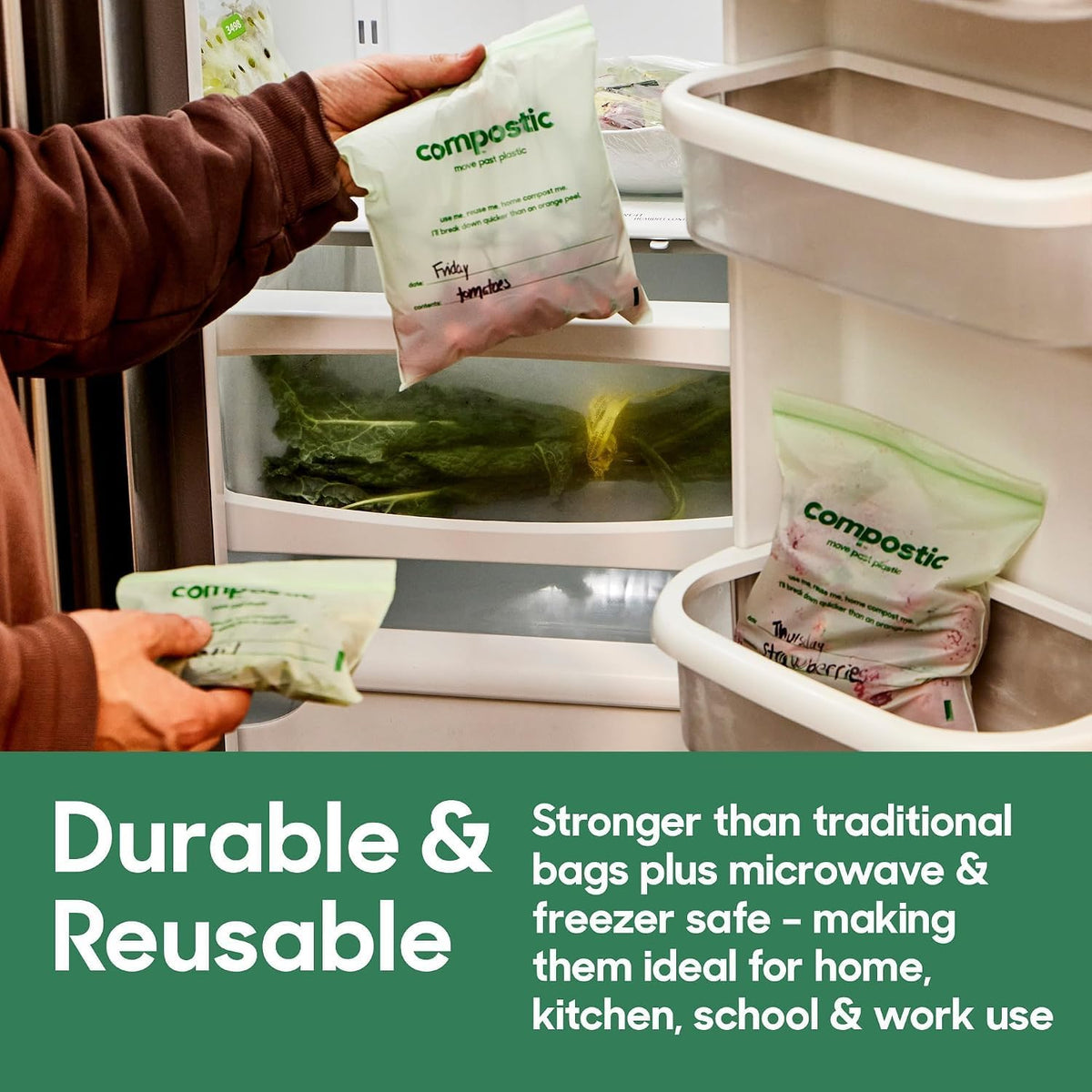 Compostic Compostable Sandwich, Snack, Gallon, Quart Bags Variety, 290 Ct