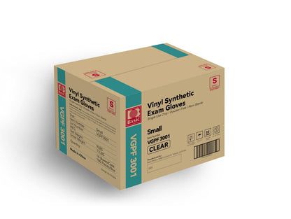 Basic Medical Clear Vinyl Exam Gloves, Latex-, Powder-Free, Case of 1,000, Large