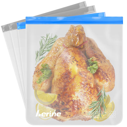 Lerine 5 Pack Reusable 2 Gallon Freezer Bags Dishwasher Safe